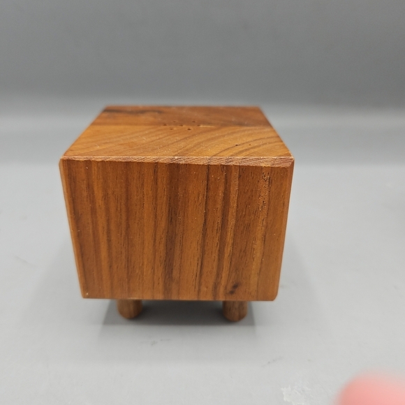 VTG Wooden Square Salt & Pepper Shaker Geometric MCM 2 3/4" Footed - Picture 5 of 13